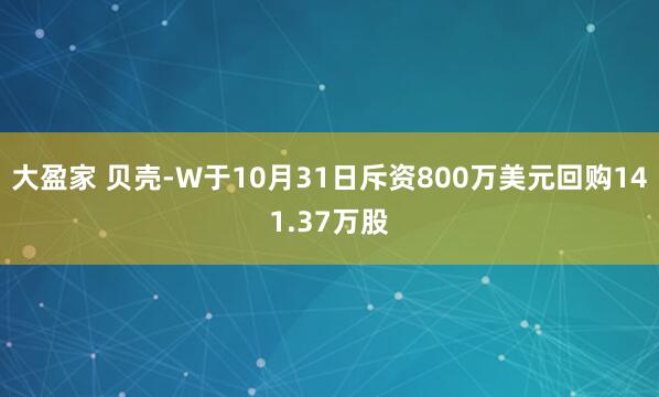 大盈家 贝壳-W于10月31日斥资800万美元回购141.37万股