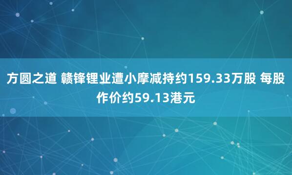 方圆之道 赣锋锂业遭小摩减持约159.33万股 每股作价约59.13港元